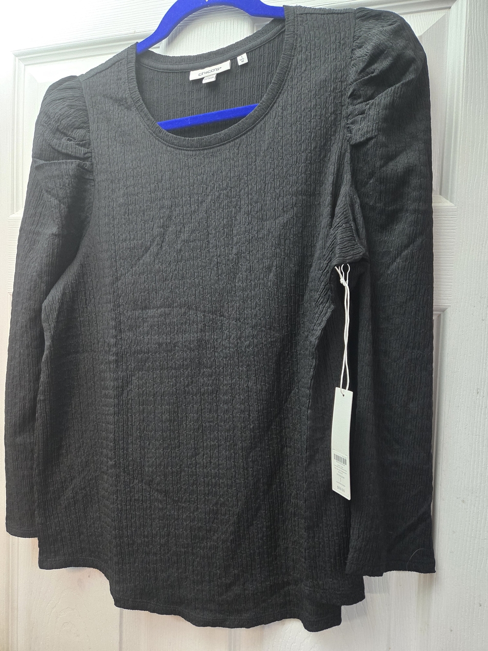 NWT Chico's Black Long Sleeve Textured Top